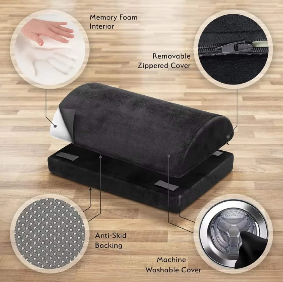 FlexiPulse™ Ergonomic Foot Rest for Under Desk – Adjustable Memory Foam Support